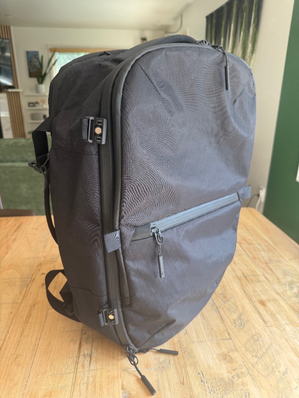Black Travel Backpack with Front Zip Pocket